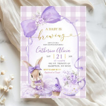 Purple Gingham Coquette Bunny Brew Tea Baby Shower