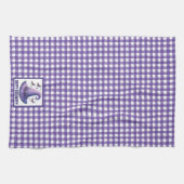 Purple Gingham Halloween Witch Hat and Bats Theedoek (Horizontaal)