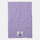Purple Gingham Halloween Witch Hat and Bats Theedoek (Verticaal)
