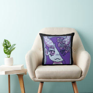 Purple girl, Pixel Art, pixelart Kussen