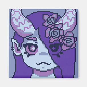 Purple Girl Pixelart, Pixel Art Magneet