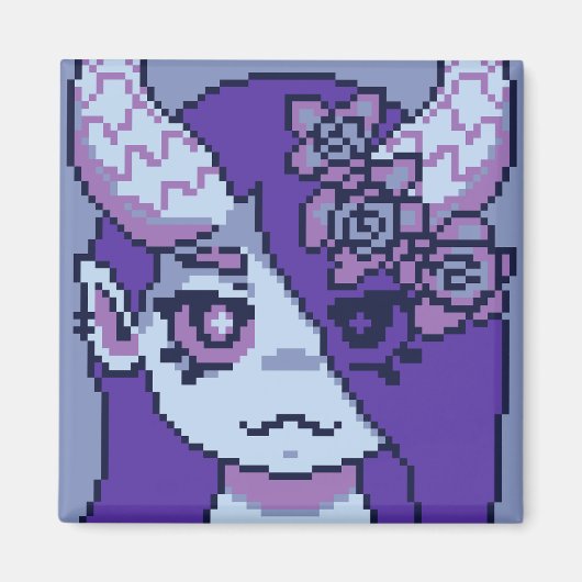 Purple Girl Pixelart, Pixel Art Magneet (Voorkant)
