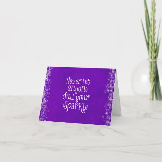 Purple Girly Inspirational Sparkle Quote Kaart (Voorkant)