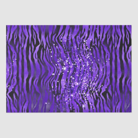Purple Glam Zebra Stripes Glitter Sparkle Design Tissuepapier (Voorkant)