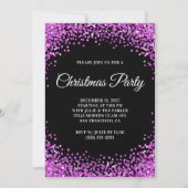 Purple Glitter Border Black Christmas Party Kaart (Voorkant)