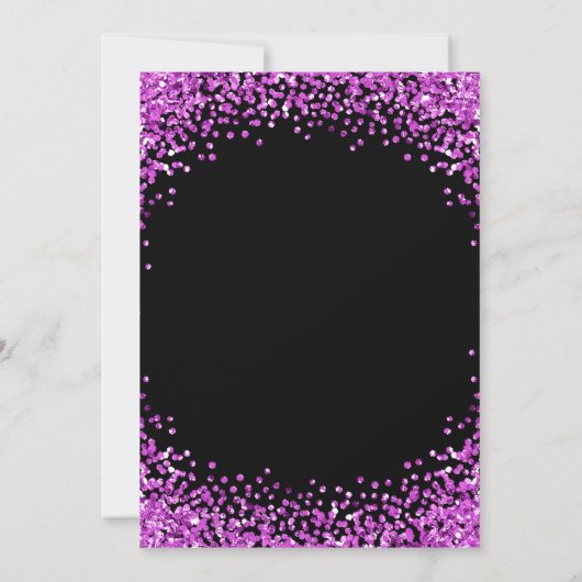 Purple Glitter Border Black Christmas Party Kaart (Achterkant)