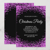 Purple Glitter Border Black Christmas Party Kaart (Voorkant / Achterkant)