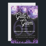 Purple Glitter Disco Glitz Glam 60th Birthday Invi Kaart<br><div class="desc">Bring the party to life with this glamorous disco-themed birthday invitation, designed in bold jewel-tone purples, pinks, and glimmering metallic accents. Sparkling confetti, mirrored disco balls, and soft spotlight effects create a vibrant dance-floor atmosphere, while a large translucent milestone number adds a dramatic focal point without overpowering the text. Modern...</div>