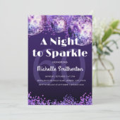 Purple Glitter Disco Night to Sparkle Glam 60th  Kaart (Staand voorkant)