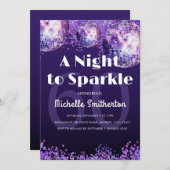 Purple Glitter Disco Night to Sparkle Glam 60th  Kaart (Voorkant / Achterkant)