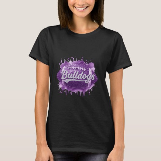 Purple Glitter Football – Bulldogs Team Spirit  T-shirt (Voorkant)