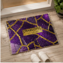 Purple Glitter Gold Geometric Mosaic Luxe Glamorou
