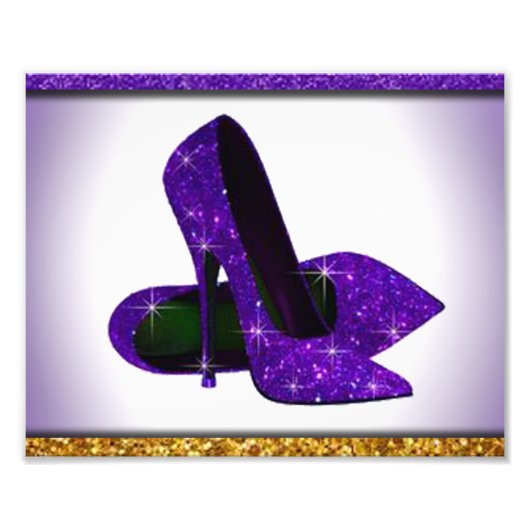 Purple Glitter high Heels Foto Afdruk (Voorkant)