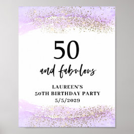 Purple Glitter Purple 50th Birthday Party Poster