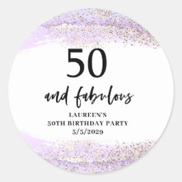 Purple Glitter Purple 50th Birthday Party Ronde Sticker