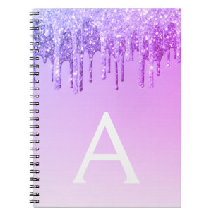 Purple Glitter Sparkle Monogram Notebook Notitieboek