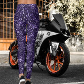 Purple Glitter Texture Grunge Halloween Pattern Leggings