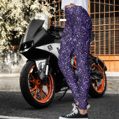 Purple Glitter Texture Grunge Halloween Pattern Leggings