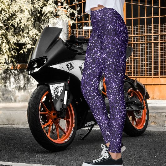 Purple Glitter Texture Grunge Halloween Pattern Leggings