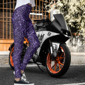 Purple Glitter Texture Grunge Halloween Pattern Leggings
