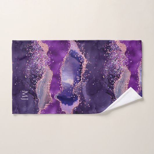 Purple Glittery Agate Texture Bad Handdoek (Handdoek)