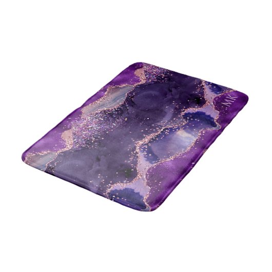 Purple Glittery Agate Texture Badmat (Gekanteld)
