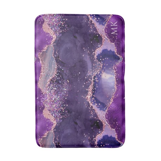 Purple Glittery Agate Texture Badmat (Voorkant Verticaal)