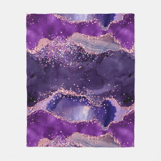 Purple Glittery Agate Texture Fleece Deken (Voorkant)