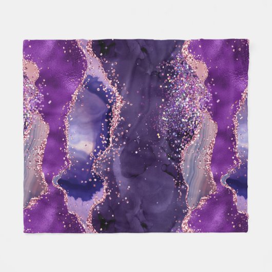 Purple Glittery Agate Texture Fleece Deken (Voorkant (Horizontaal))