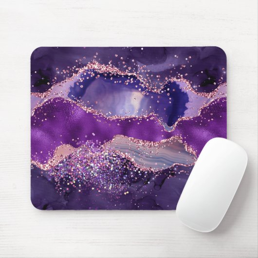Purple Glittery Agate Texture Muismat (Met muis)