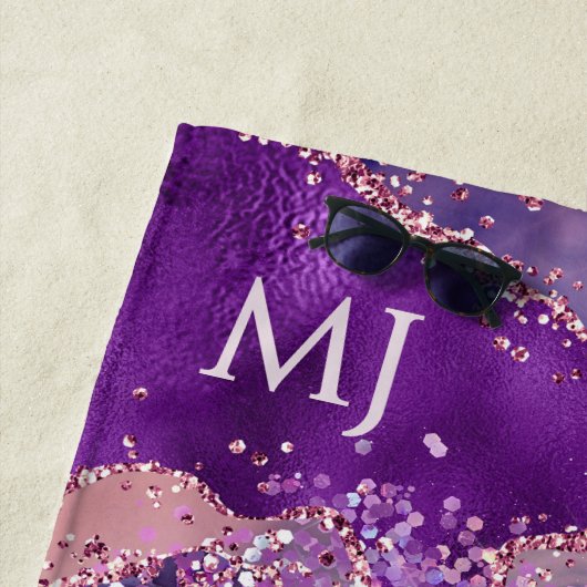 Purple Glittery Agate Texture Strandlaken (In situ)