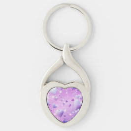 Purple Glow Heart Metal Keychain