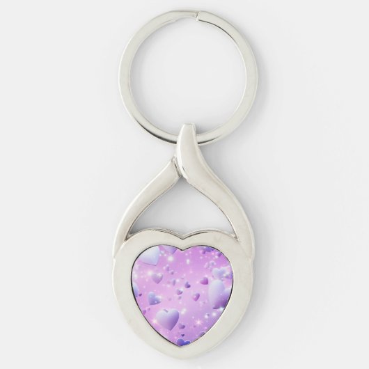 Purple Glow Heart Metal Keychain (Voorkant)