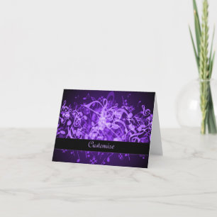 Purple Glow Music Notes Card Kaart