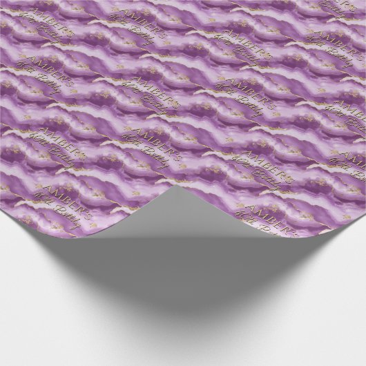 Purple Gold Abstract Marble Design Cadeaupapier (Hoek)