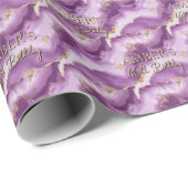 Purple Gold Abstract Marble Design Cadeaupapier (Rol Hoek)