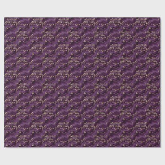 Purple Gold Abstract Marble Design Cadeaupapier (Vlak)