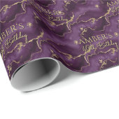 Purple Gold Abstract Marble Design Cadeaupapier (Rol Hoek)