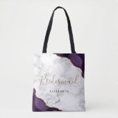 Purple Gold Agate Marble Bridesmaid Tote Bag (Voorkant)