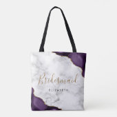 Purple Gold Agate Marble Bridesmaid Tote Bag (Achterkant)