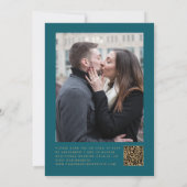 Purple Gold Agate Teal Photo QR Code Wedding Kaart (Achterkant)