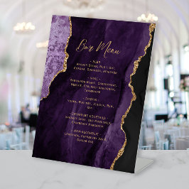 Purple Gold Agate Wedding Bar Menu Reclamebord Met Voetstuk