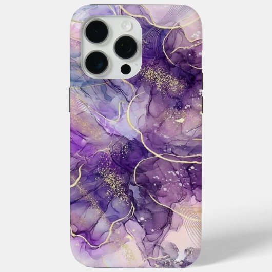 Purple & Gold Alcohol Ink iPhone Case (Achterkant)