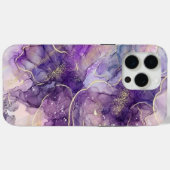 Purple & Gold Alcohol Ink iPhone Case (Achterkant (horizontaal))