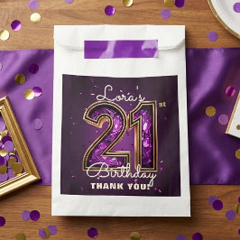 Purple Gold Amethyst Glam 21st Birthday Party Bedankzakje