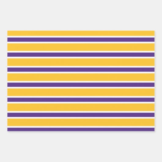 Purple, Gold, and White Chevron & Stripe Pattern Inpakpapier Vel (Voorkant 2)