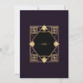 Purple & Gold Art Deco Wedding Invitation  Kaart (Achterkant)