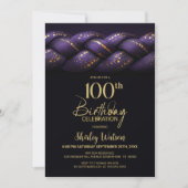 Purple Gold Braid 100th Birthday Party Kaart (Voorkant)