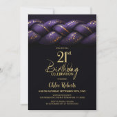 Purple Gold Braid 21st Birthday Party Kaart (Voorkant)