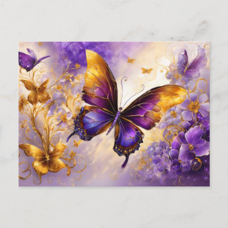Purple & Gold Butterfly # 15 Briefkaart